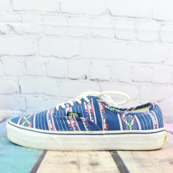 Vans Shoes - Vans TB5B Blue Printed Canvas Lace-up Low Top Sneaker Shoes Size M 7 L 8.5